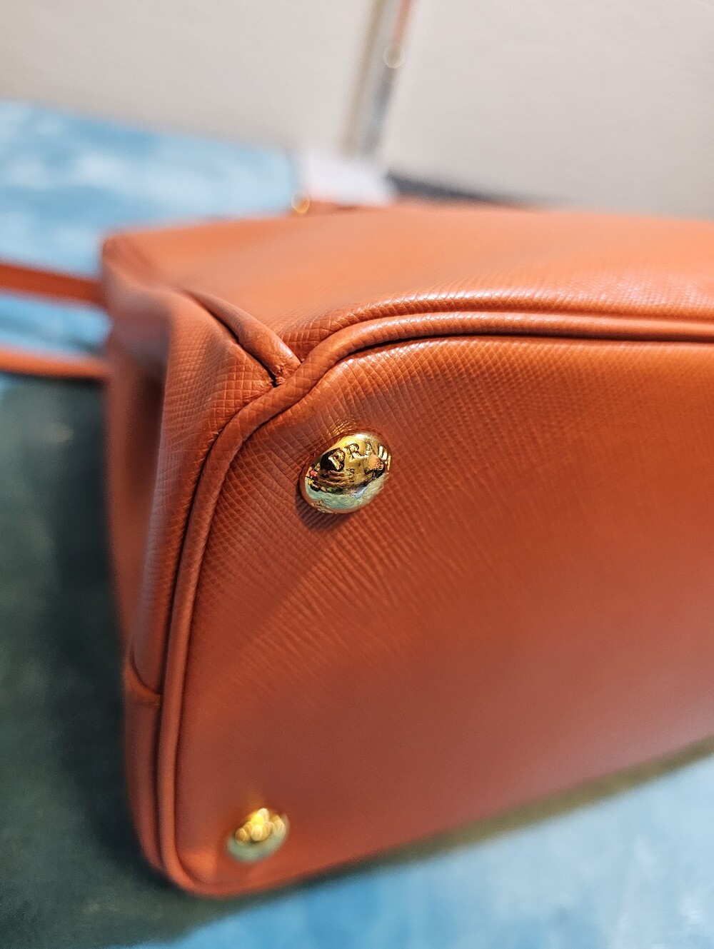 #43529-Prada Galleria PM bright orange Width-12inch Height-8 - Picture 8 of 15